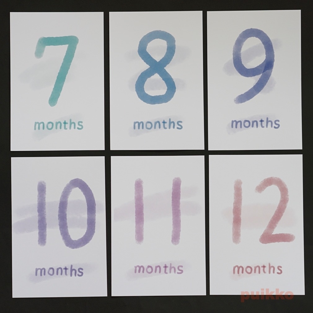 ベビーマンスリーカード 水彩手書き風(はがきサイズ)