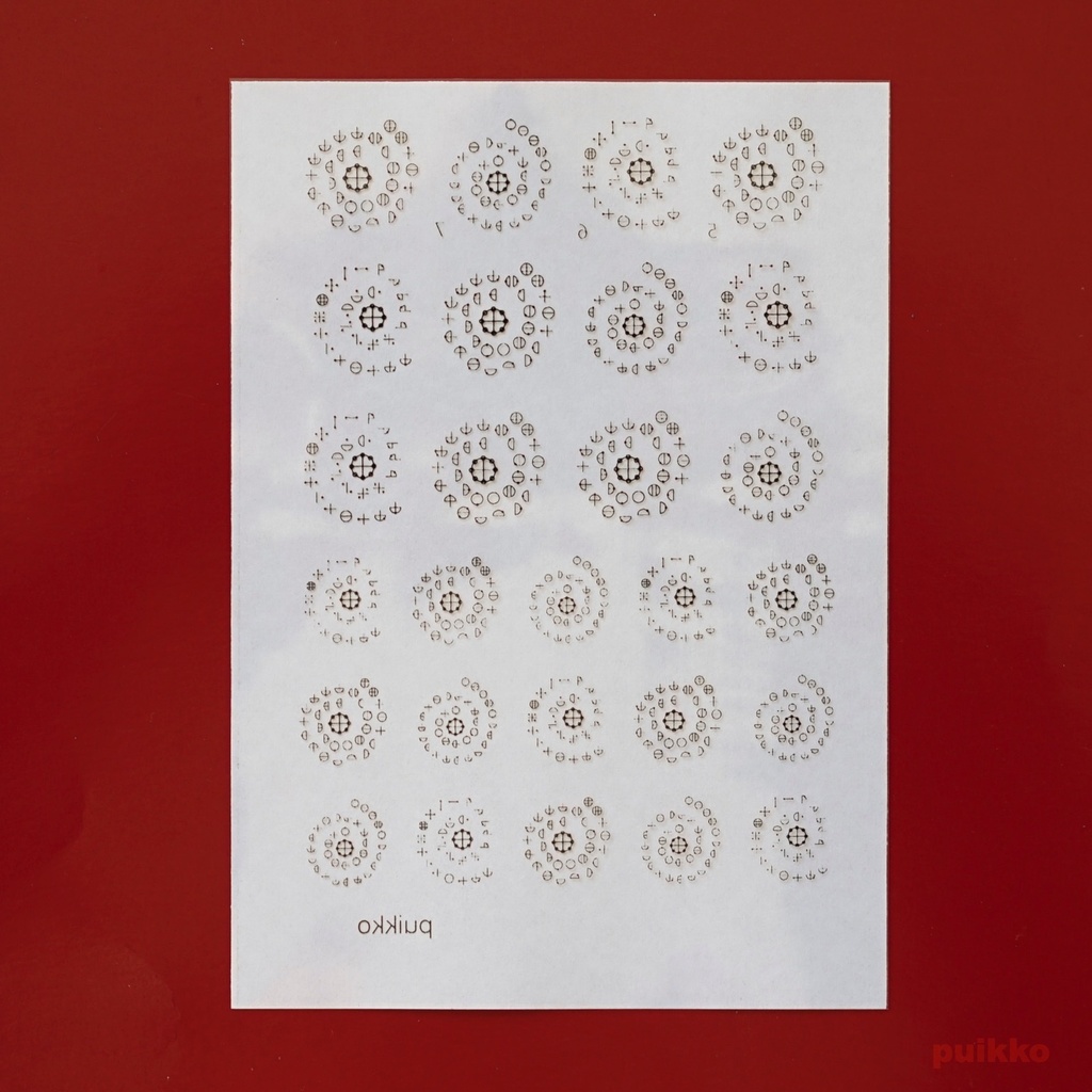 レジン封入用フィルム カタカムナ第5〜7首 箔押し