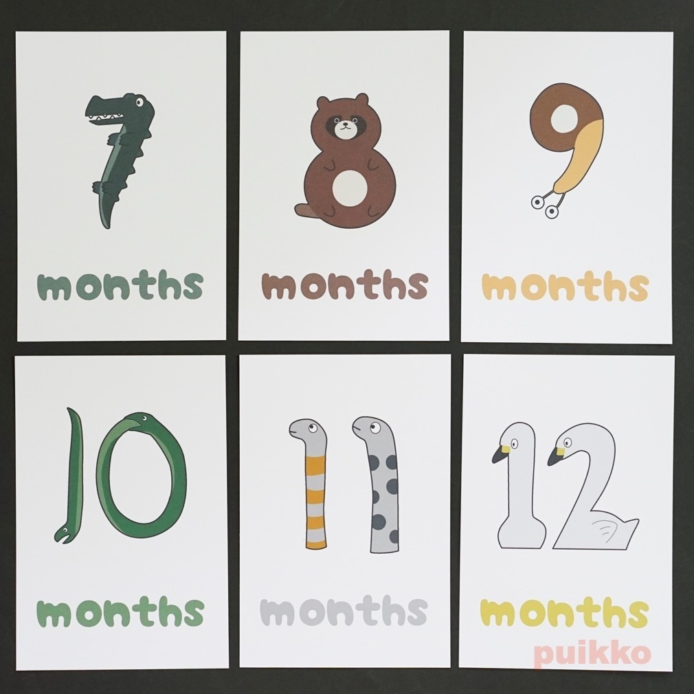 ベビーマンスリーカード 動物数字(はがきサイズ)