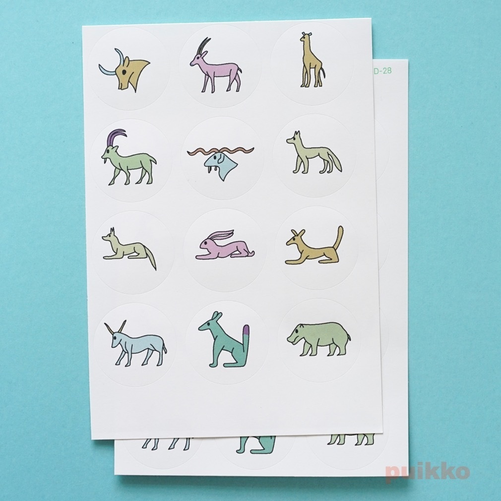 丸シール30mm ヒエログリフ 動物