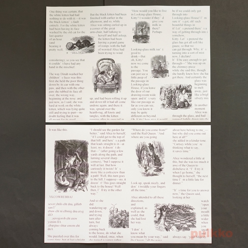 紙製ブックカバー 「鏡の国のアリス」2
