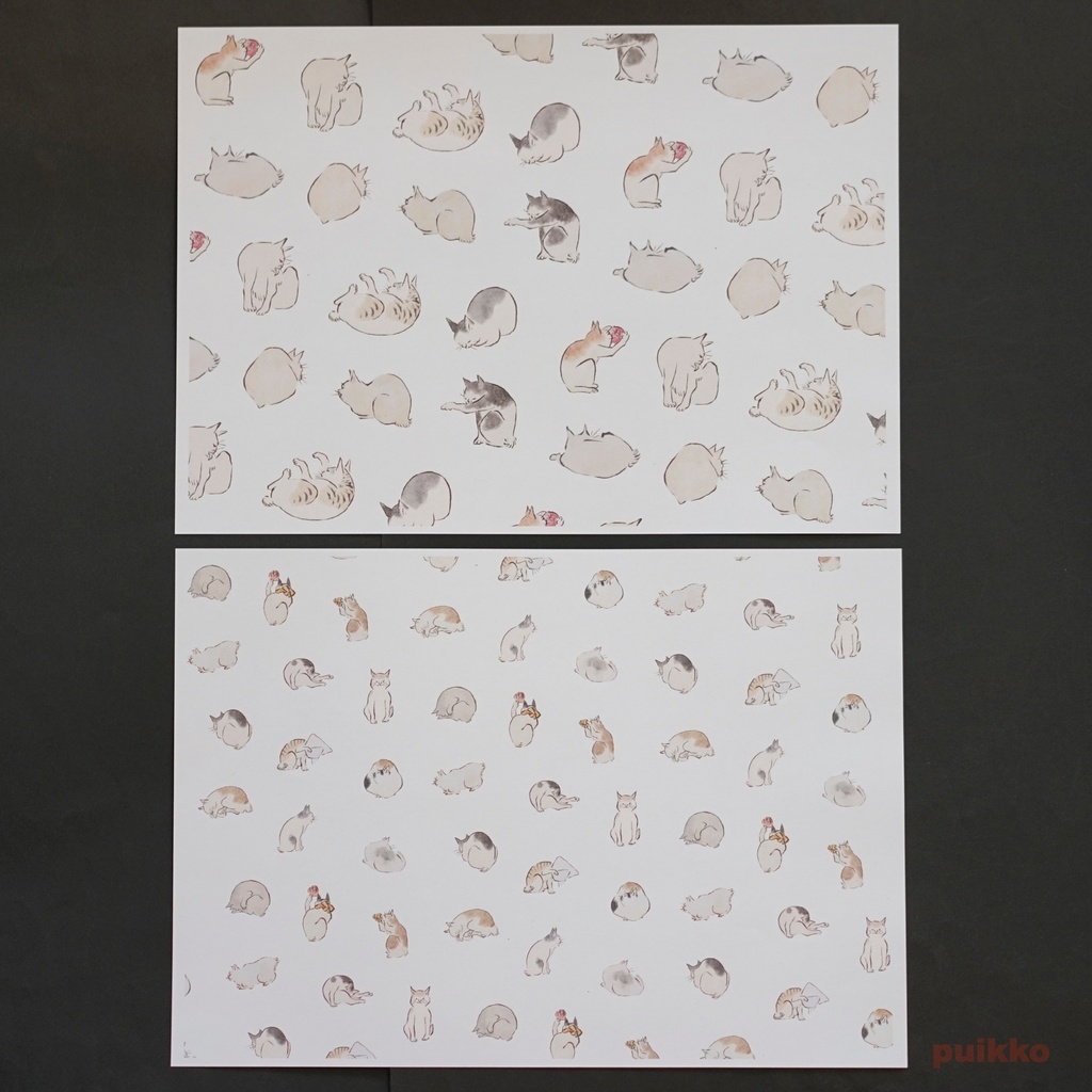 紙製ブックカバー 広重「浮世画譜」猫(カラー)