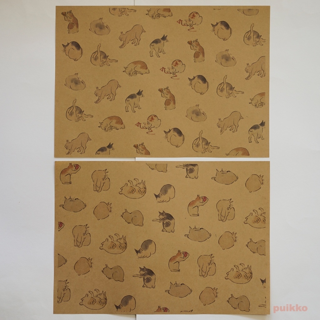 紙製ブックカバー 広重「浮世画譜」猫(カラー)