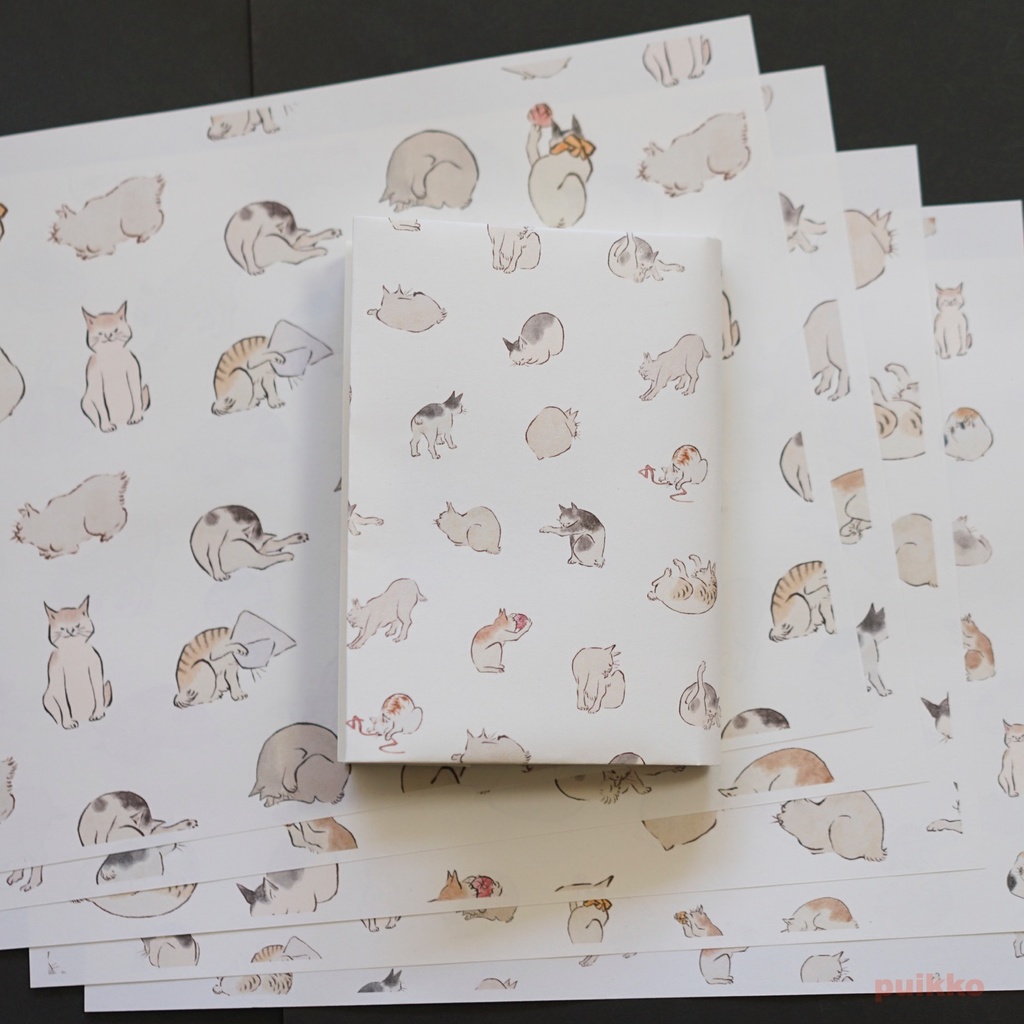 紙製ブックカバー 広重「浮世画譜」猫(カラー)