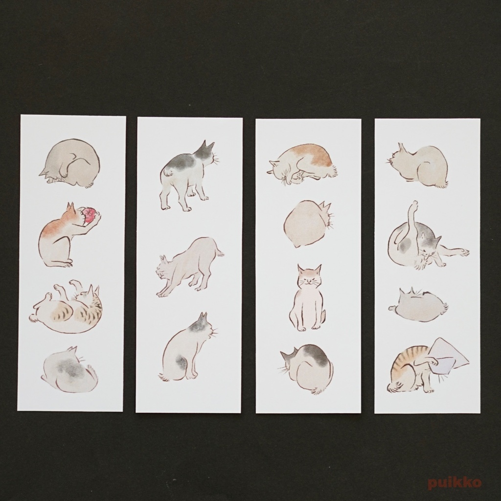 紙製ブックカバー+しおり 広重「浮世画譜」猫(カラー)