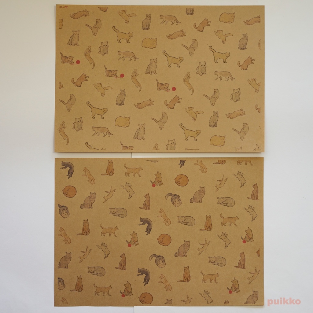 紙製ブックカバー 猫イラスト(カラー)