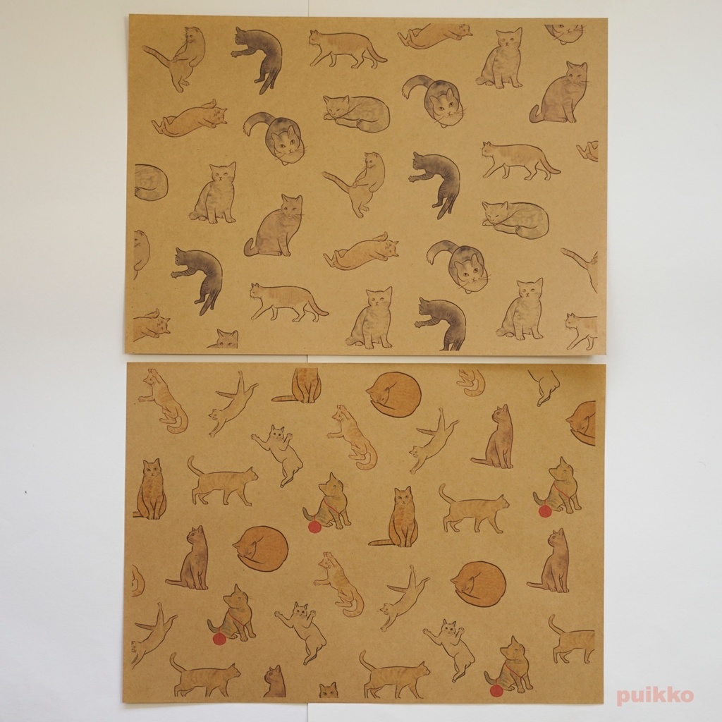 紙製ブックカバー 猫イラスト(カラー)