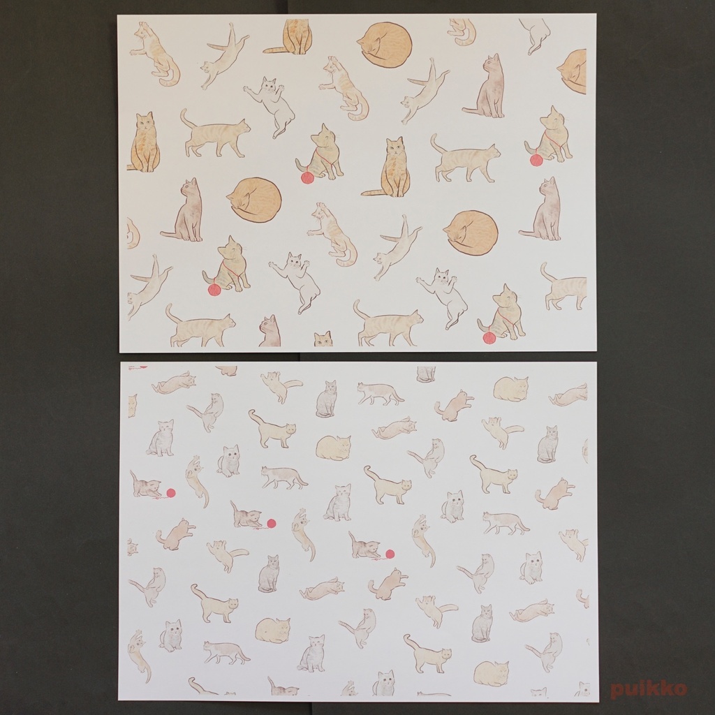 紙製ブックカバー 猫イラスト(カラー)