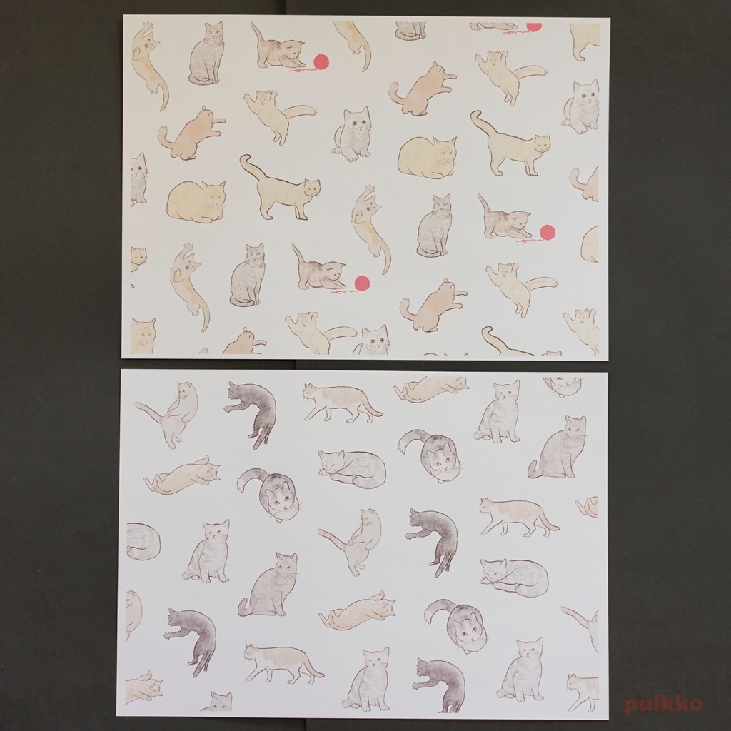 紙製ブックカバー 猫イラスト(カラー)