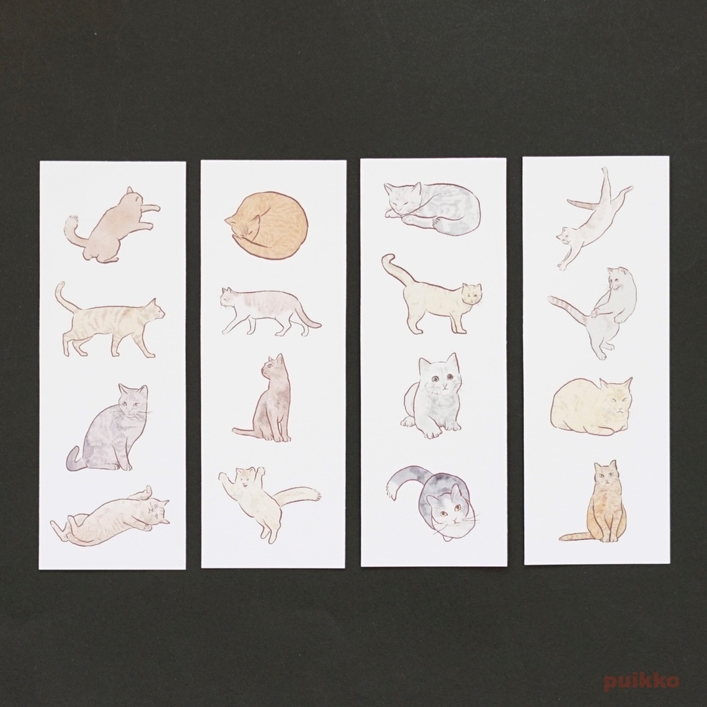 紙製ブックカバー+しおり 猫イラスト(カラー)