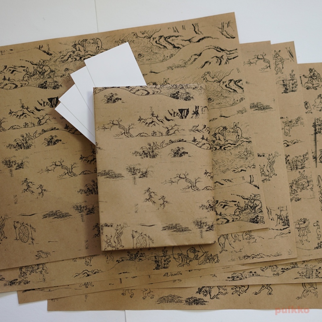 紙製ブックカバー+しおり 「鳥獣戯画」