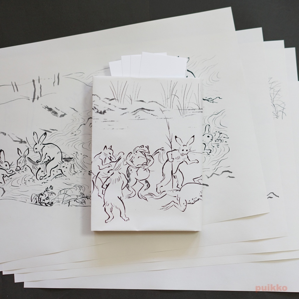 紙製ブックカバー+しおり 「鳥獣戯画」3