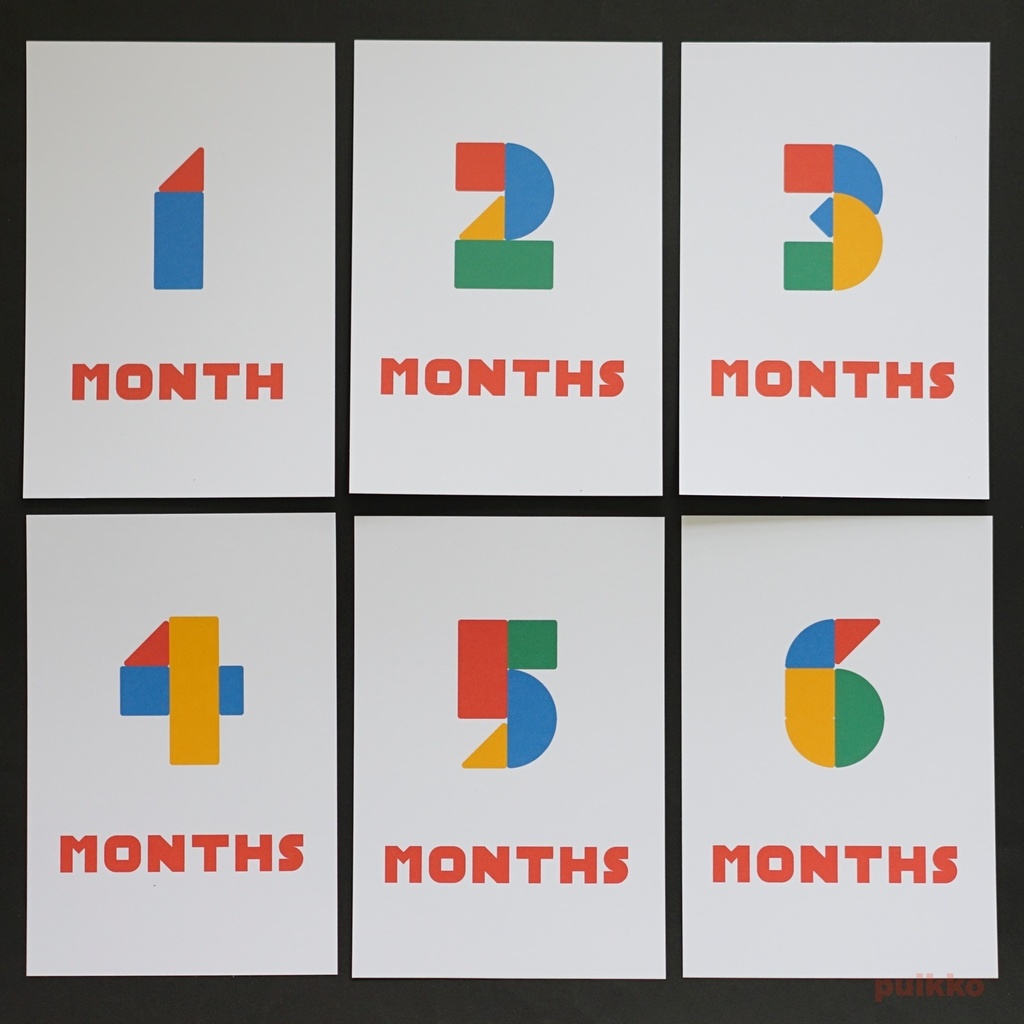 ベビーマンスリーカード 積み木フォント(はがきサイズ)