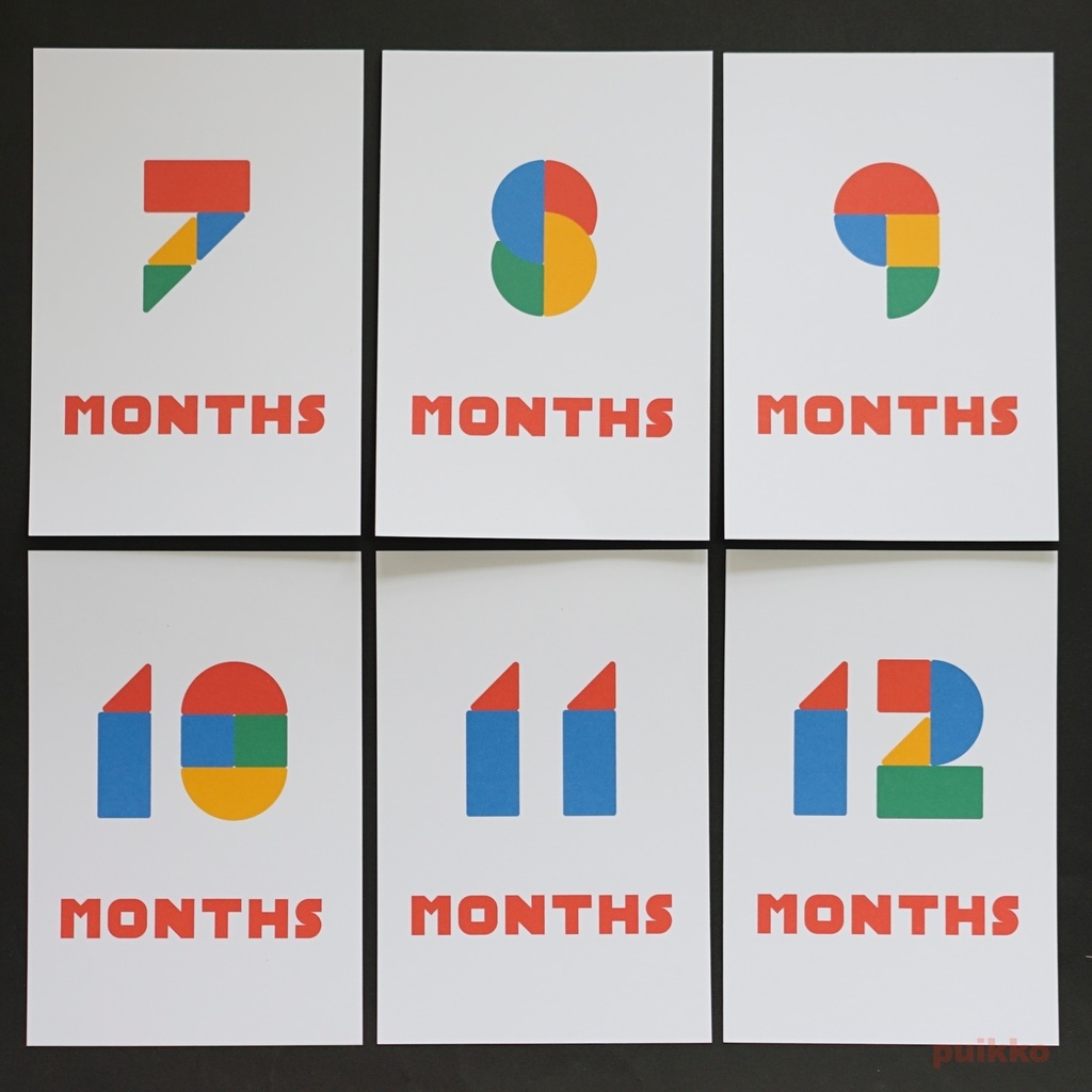 ベビーマンスリーカード 積み木フォント(はがきサイズ)