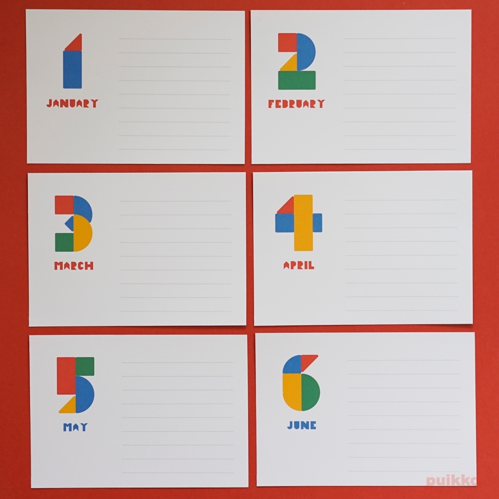 写真整理用マンスリーカード 積み木フォント
