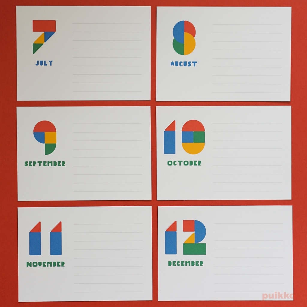 写真整理用マンスリーカード 積み木フォント