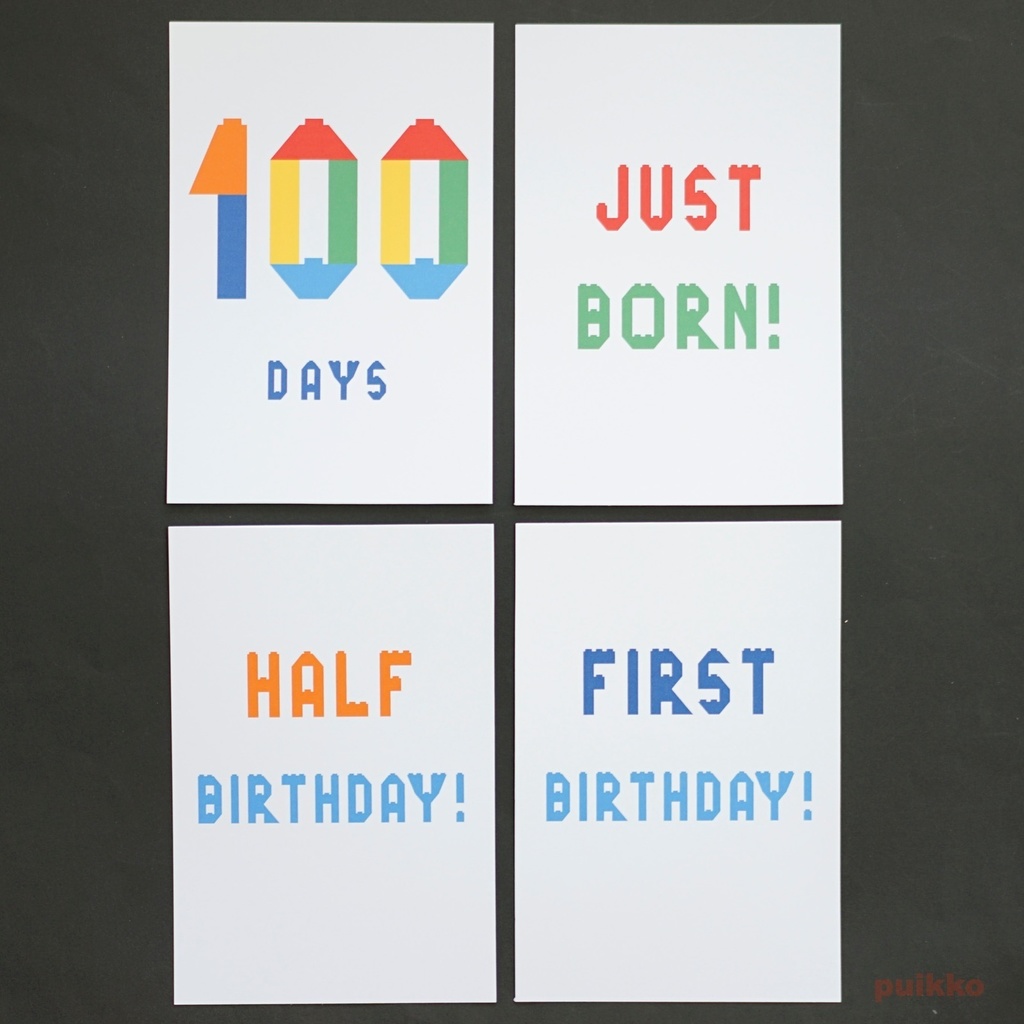 ベビーマンスリーカード ブロック玩具フォント(はがきサイズ)