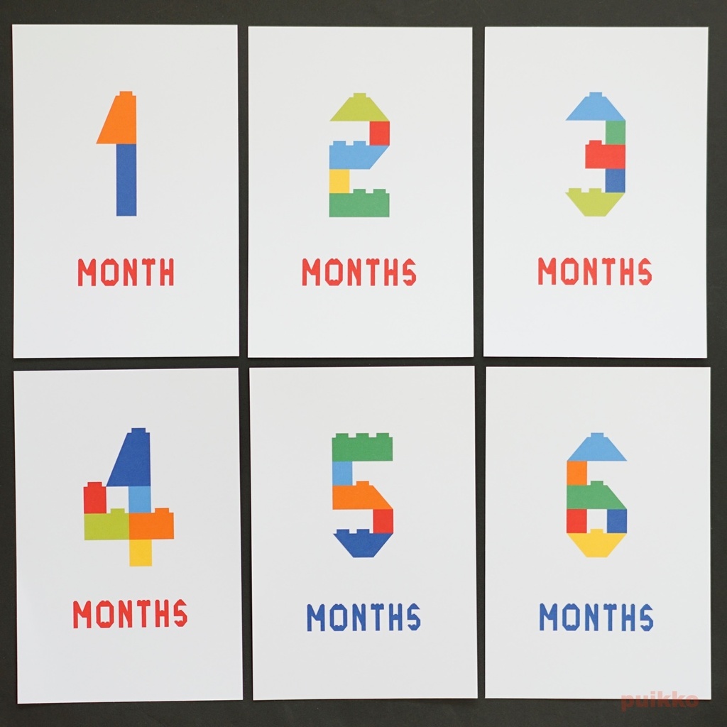 ベビーマンスリーカード ブロック玩具フォント(はがきサイズ)