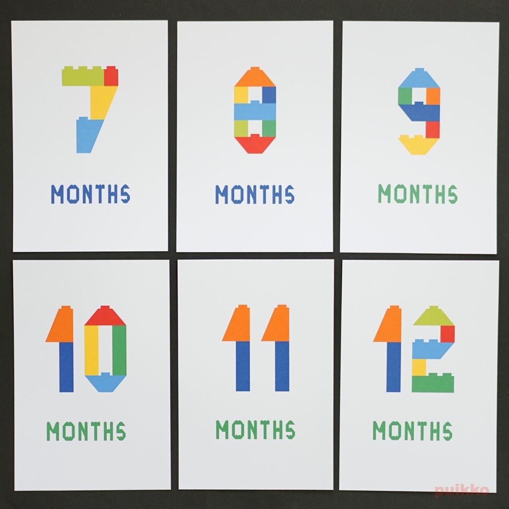 ベビーマンスリーカード ブロック玩具フォント(はがきサイズ)