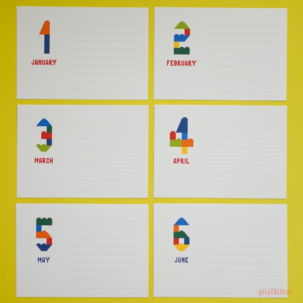 写真整理用マンスリーカード ブロック玩具フォント