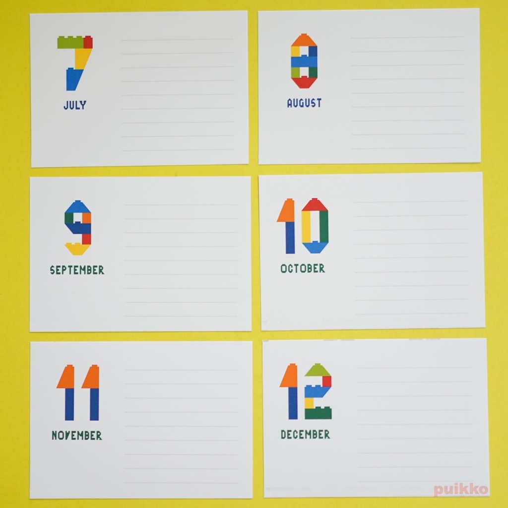 写真整理用マンスリーカード ブロック玩具フォント