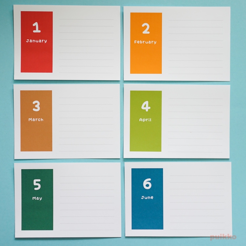 写真整理用マンスリーカード marianフォント