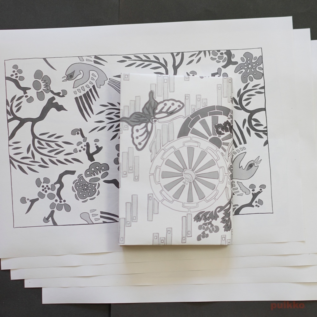 紙製ブックカバー 求古図譜 織文之部(モノクロ)