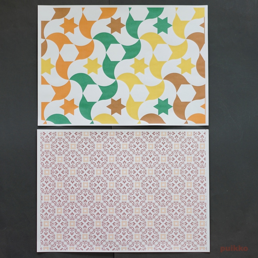 紙製ブックカバー アラベスク(カラー)(5枚セット)