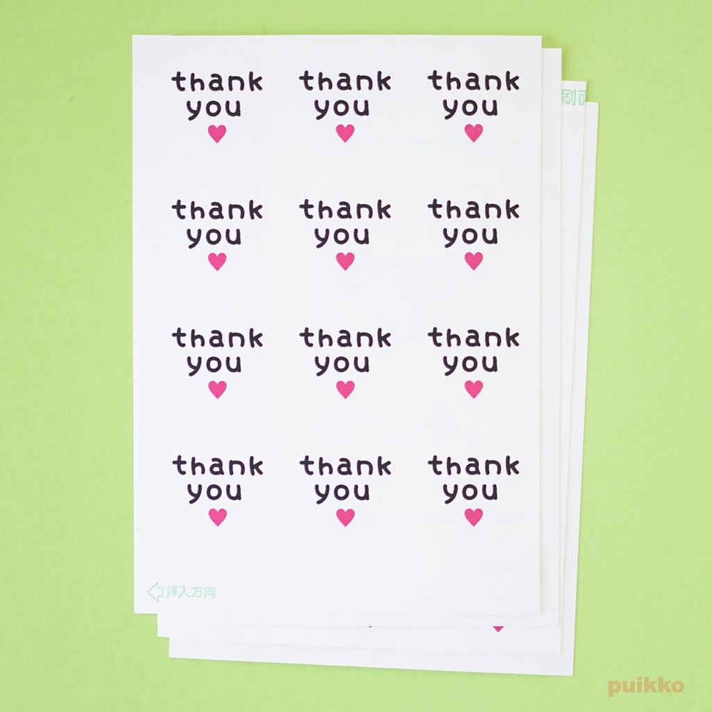 サンキューシール30mm 文字とハート marianフォント