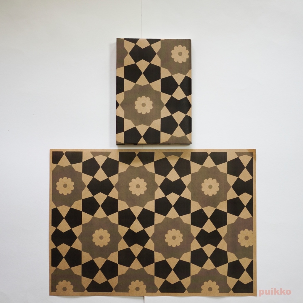 紙製ブックカバー アラベスク(モノクロ)(5枚セット)