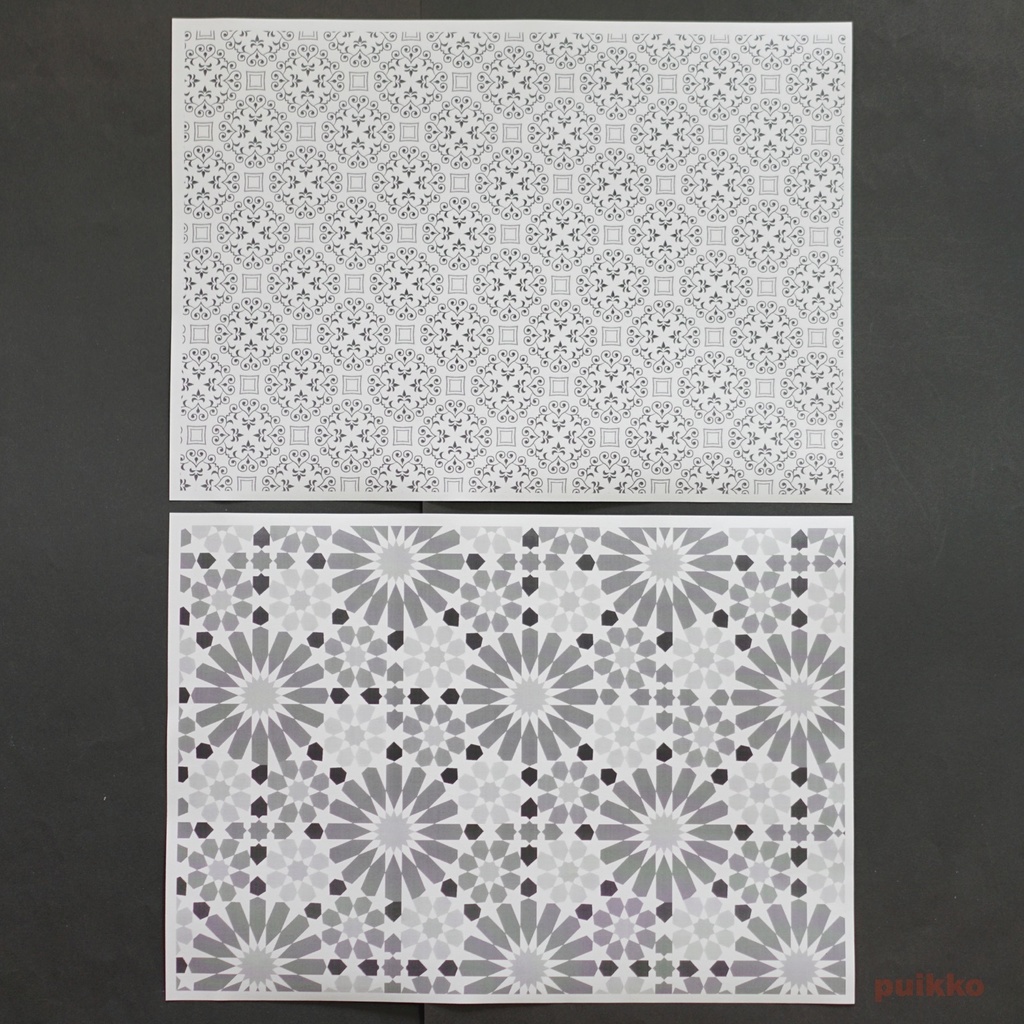 紙製ブックカバー アラベスク(モノクロ)(5枚セット)