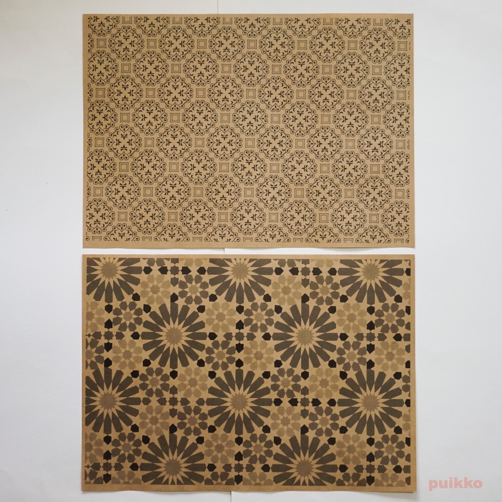 紙製ブックカバー アラベスク(モノクロ)(5枚セット)