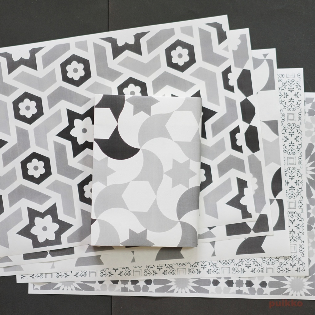 紙製ブックカバー アラベスク(モノクロ)(5枚セット)