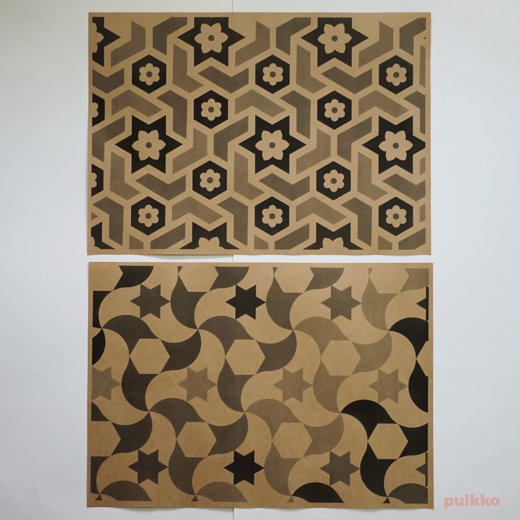 紙製ブックカバー アラベスク(モノクロ)(5枚セット)