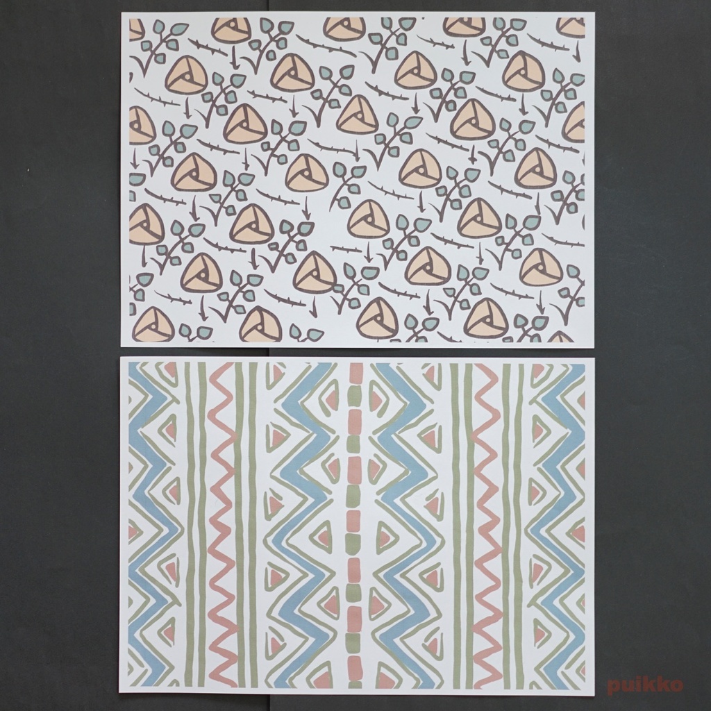 紙製ブックカバー 割附ト更紗(カラー)(5枚セット)