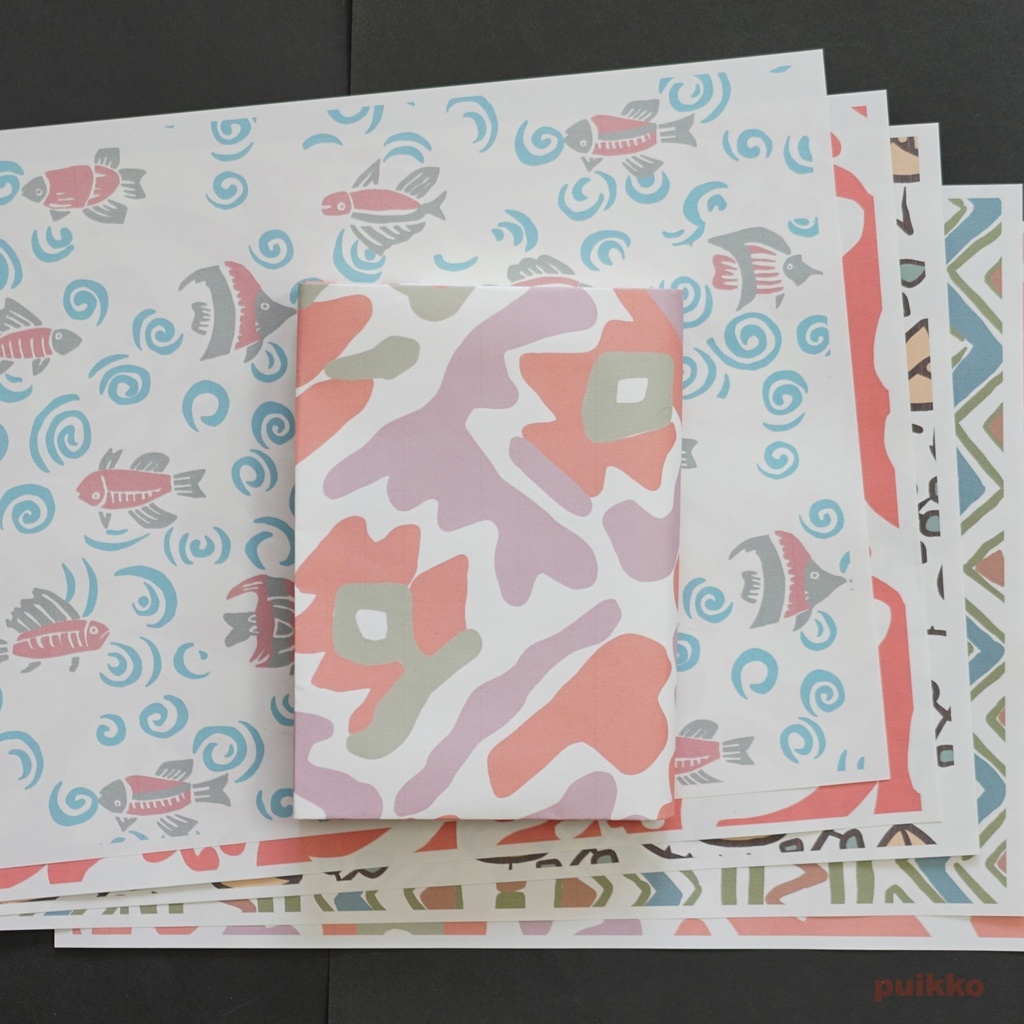 紙製ブックカバー 割附ト更紗(カラー)(5枚セット)