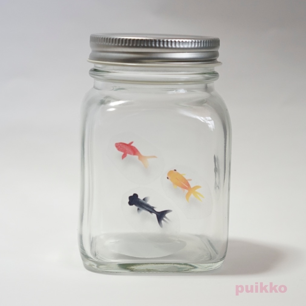 透明シール 金魚イラスト(影付き)A(A6×2枚)