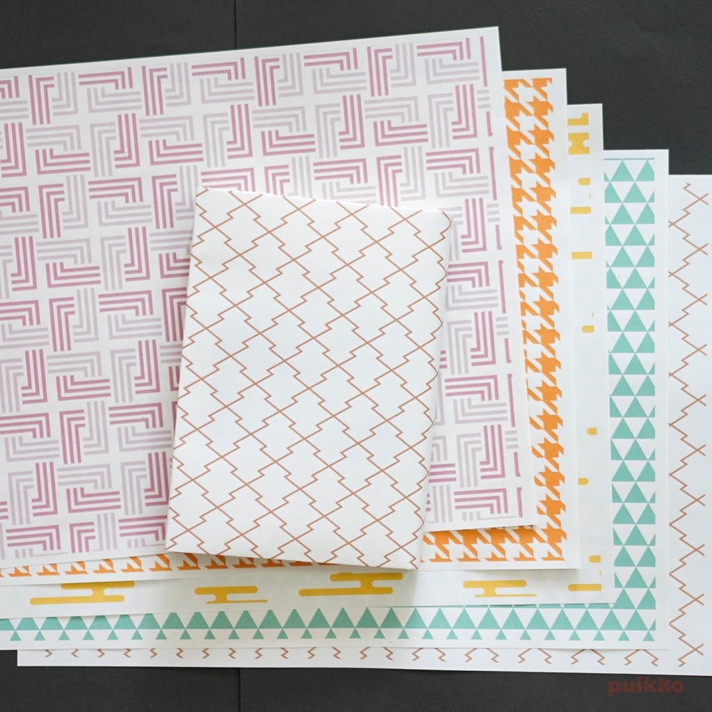 紙製ブックカバー 和柄パターン5(カラー)(5枚セット)