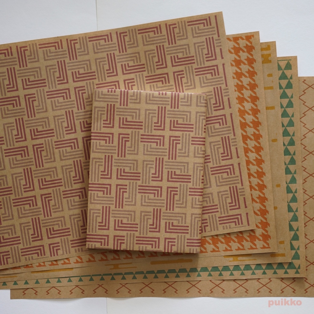 紙製ブックカバー　和柄パターン5（カラー）（5枚セット）