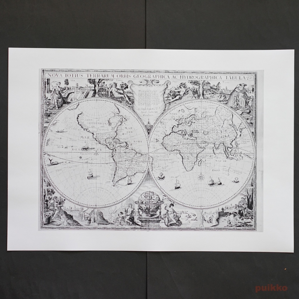 紙製ブックカバー 古地図(モノクロ) A3判