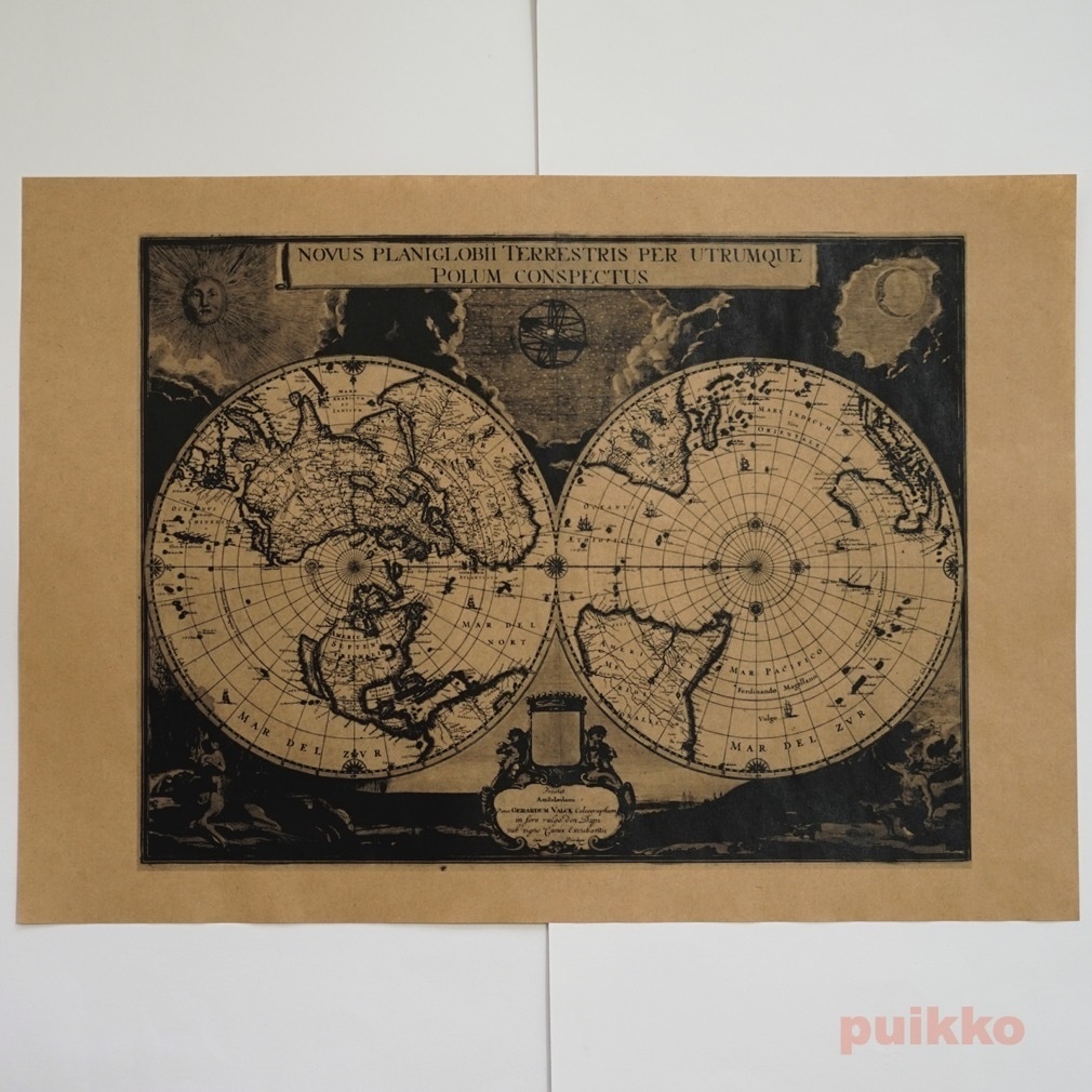 紙製ブックカバー 古地図(モノクロ) A3判