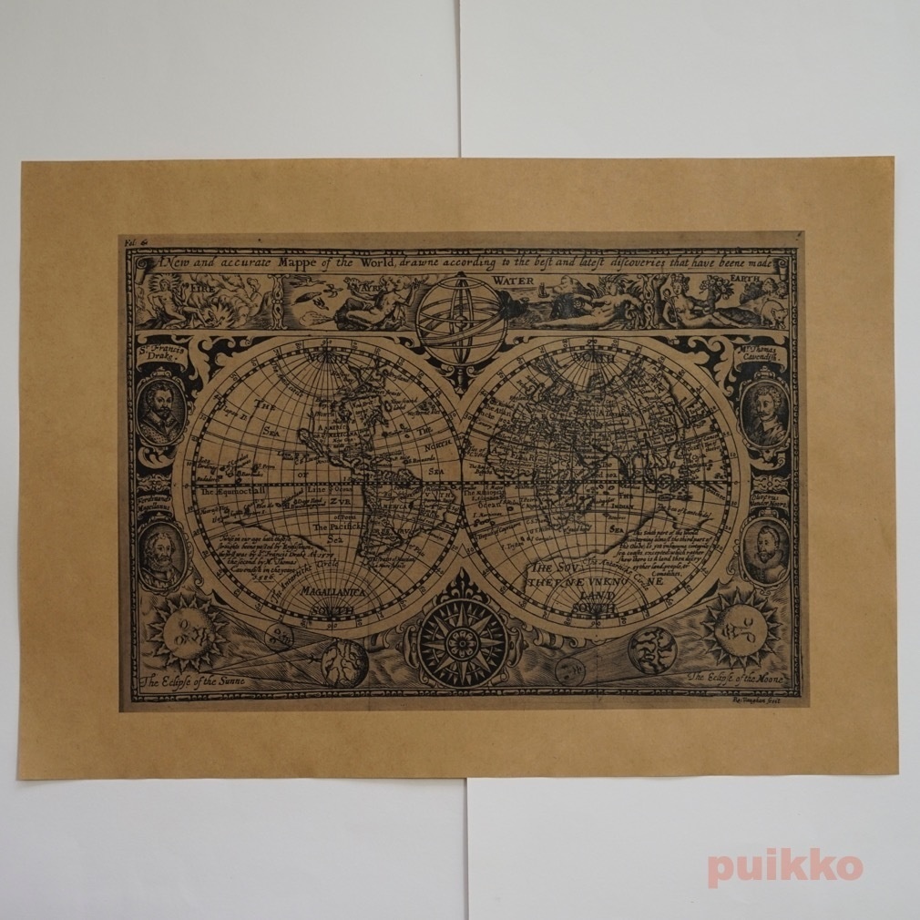 紙製ブックカバー 古地図(モノクロ) A3判