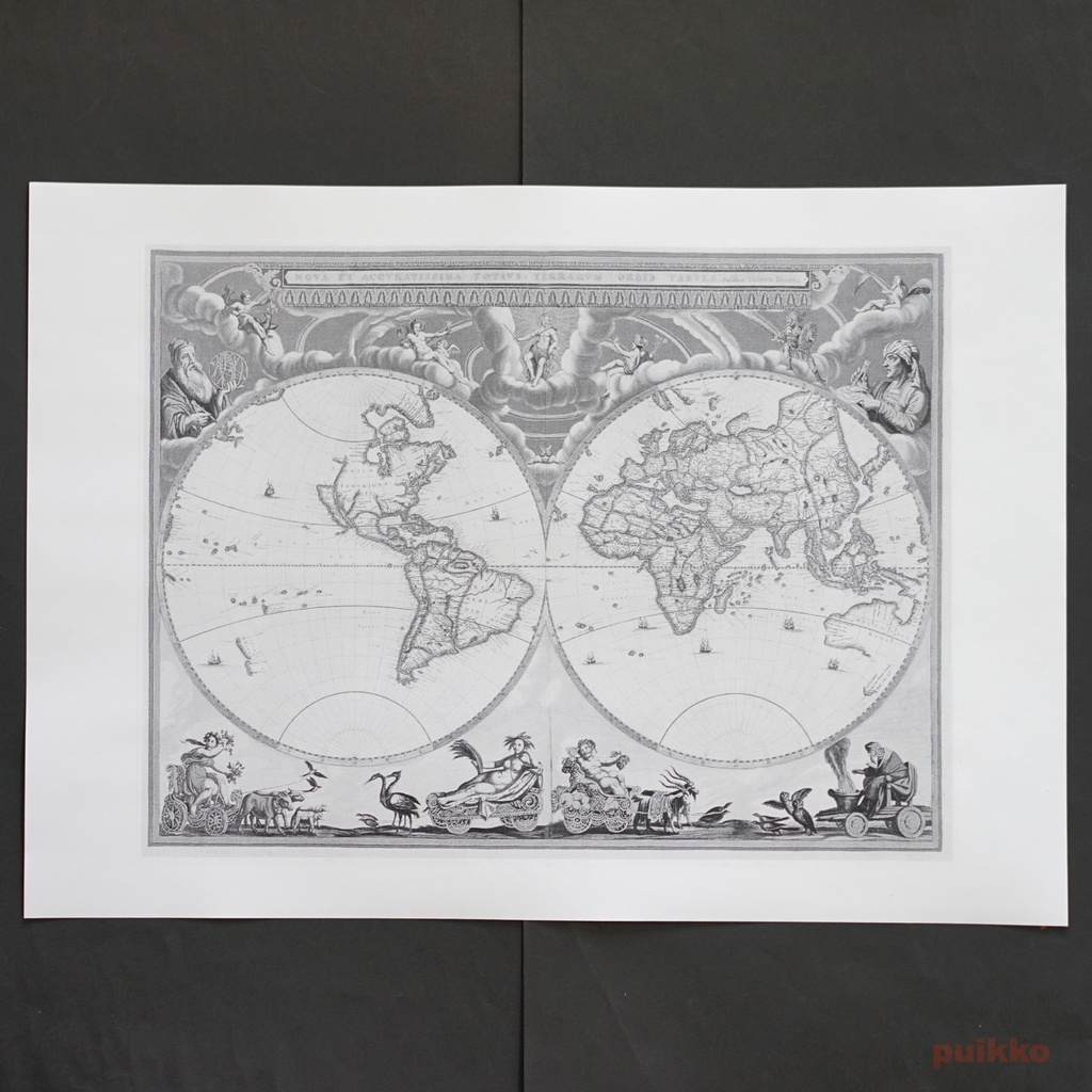 紙製ブックカバー 古地図(モノクロ) A3判