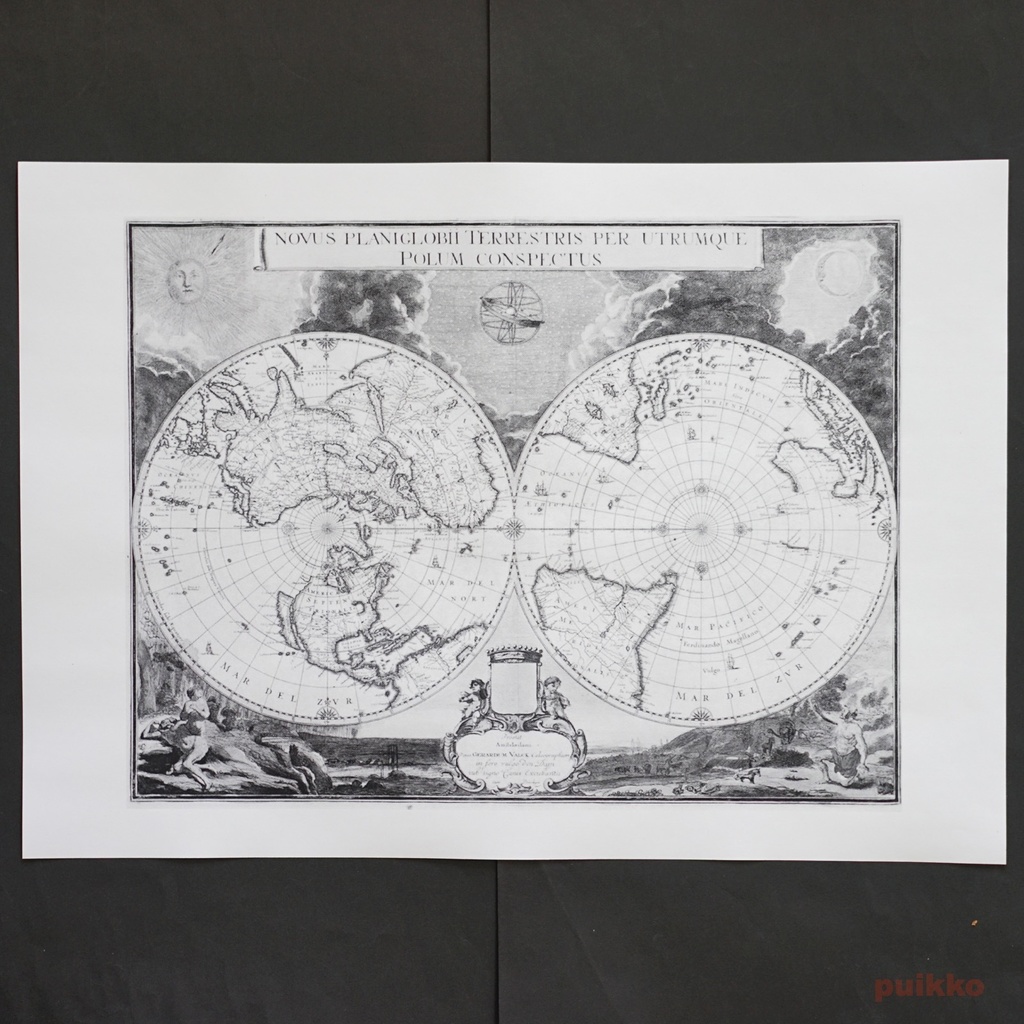 紙製ブックカバー 古地図(モノクロ) A3判