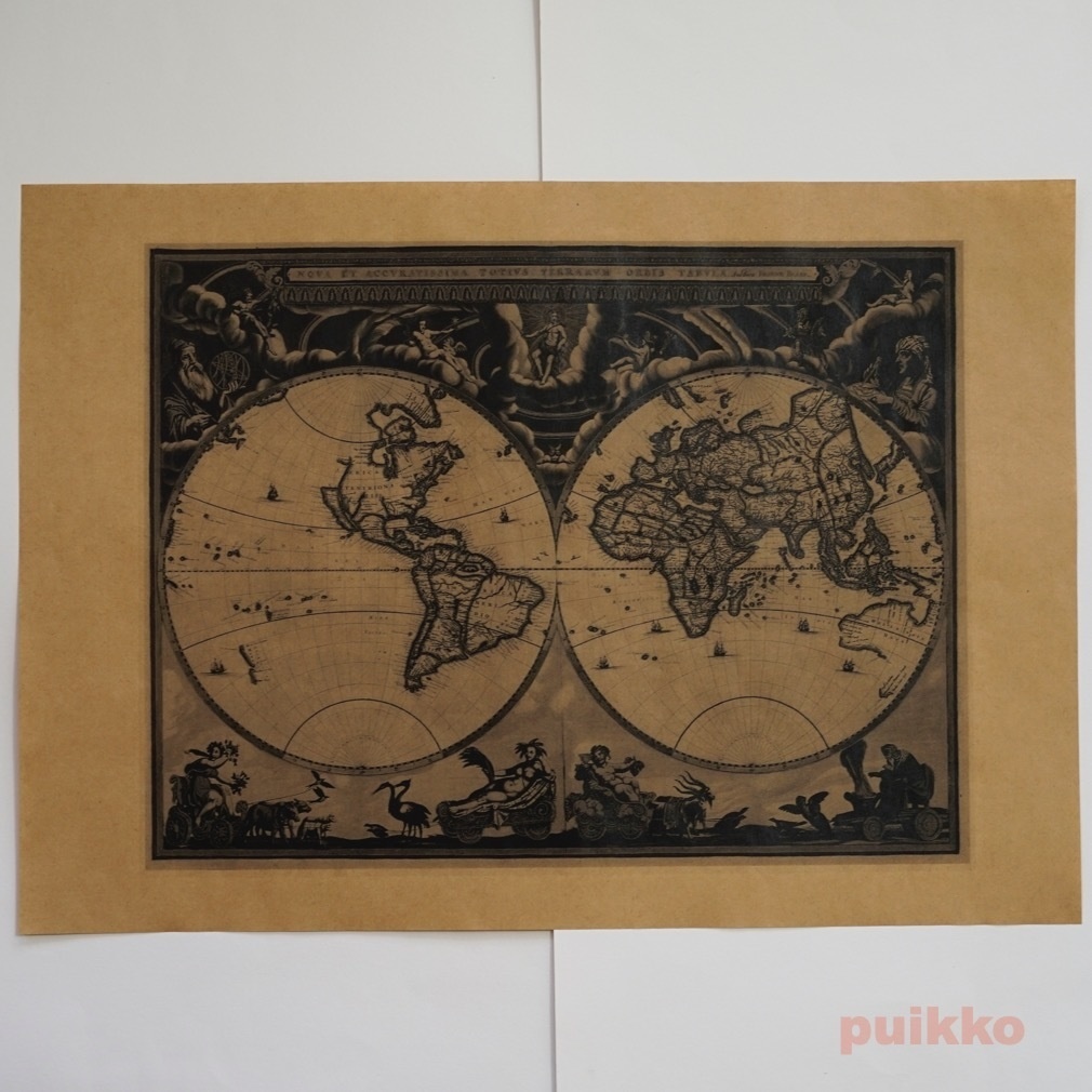 紙製ブックカバー 古地図(モノクロ) A3判