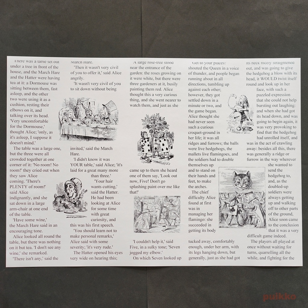 紙製ブックカバー 「不思議の国のアリス」3 A3判