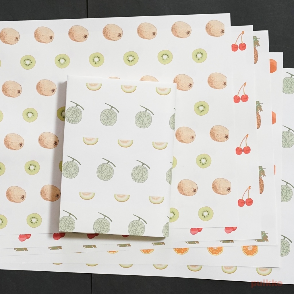 紙製ブックカバー フルーツ2(カラー)(5枚セット)