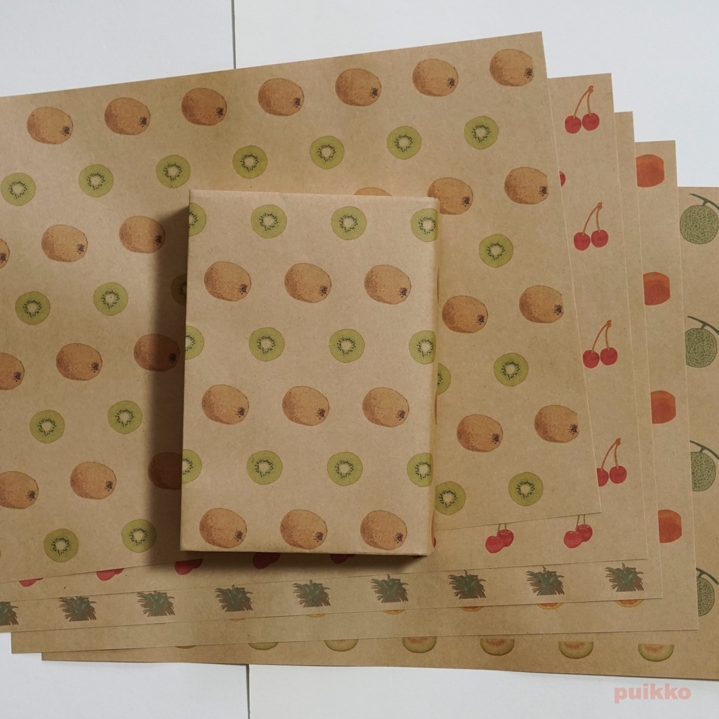 紙製ブックカバー　フルーツ2（カラー）（5枚セット）