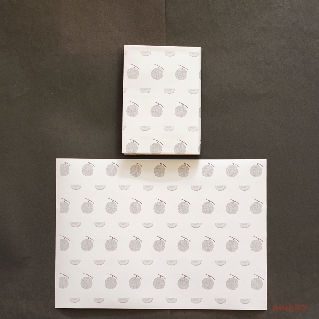 紙製ブックカバー フルーツ2(モノクロ)