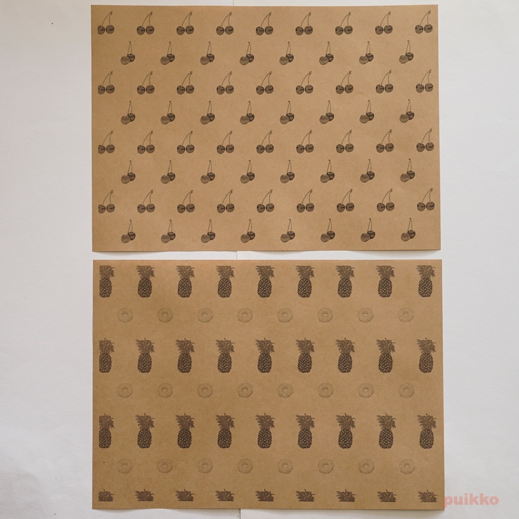 紙製ブックカバー フルーツ2(モノクロ)